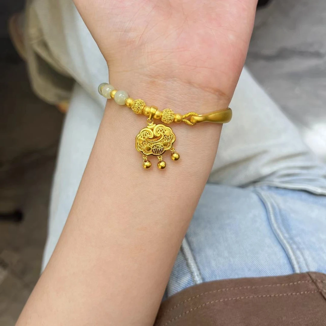 黄金 足金999 半镯 平安锁半镯 黄金半镯 黄金按克卖