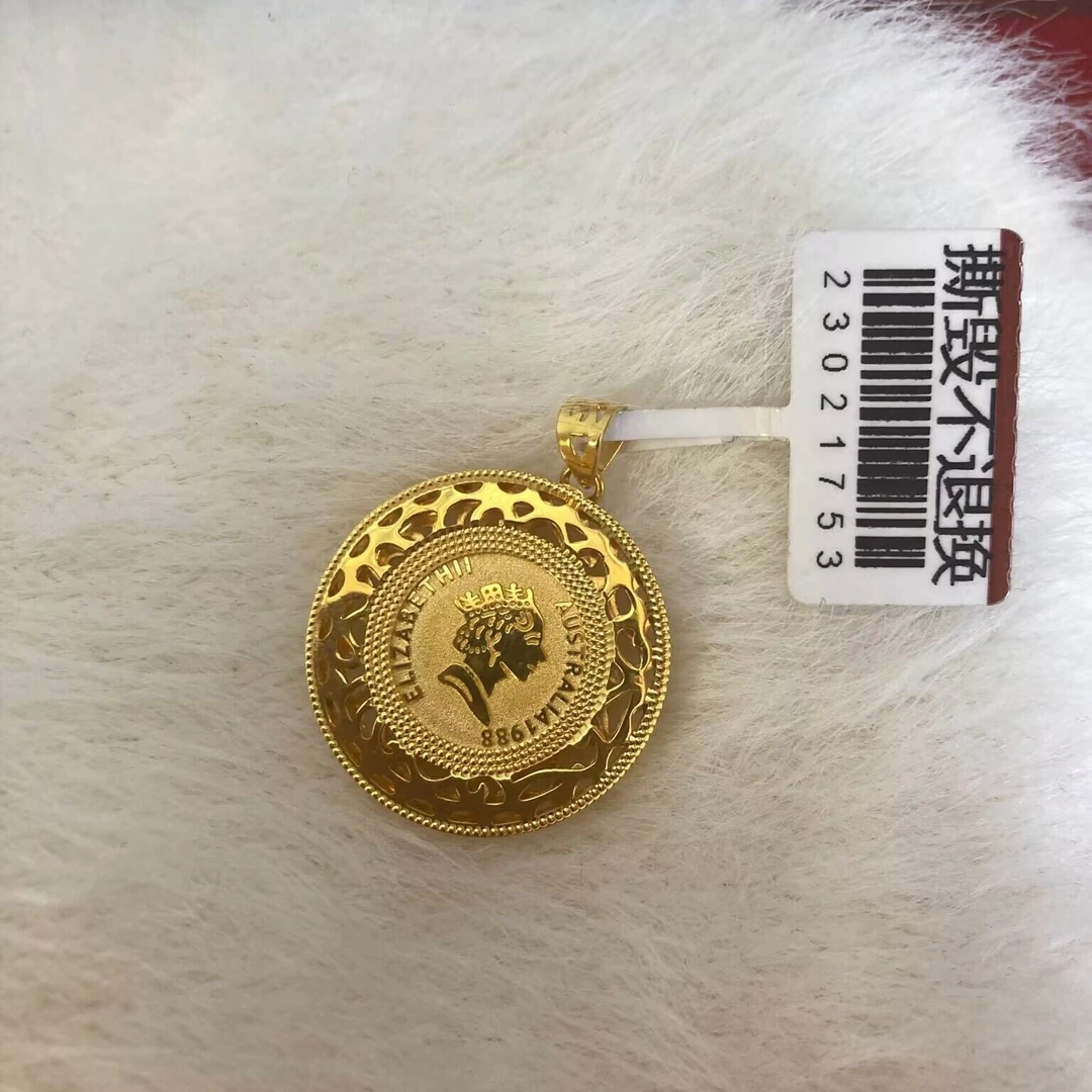 黄金 足金999 吊坠 5G工艺 花丝女王牌单吊坠 黄金按克卖