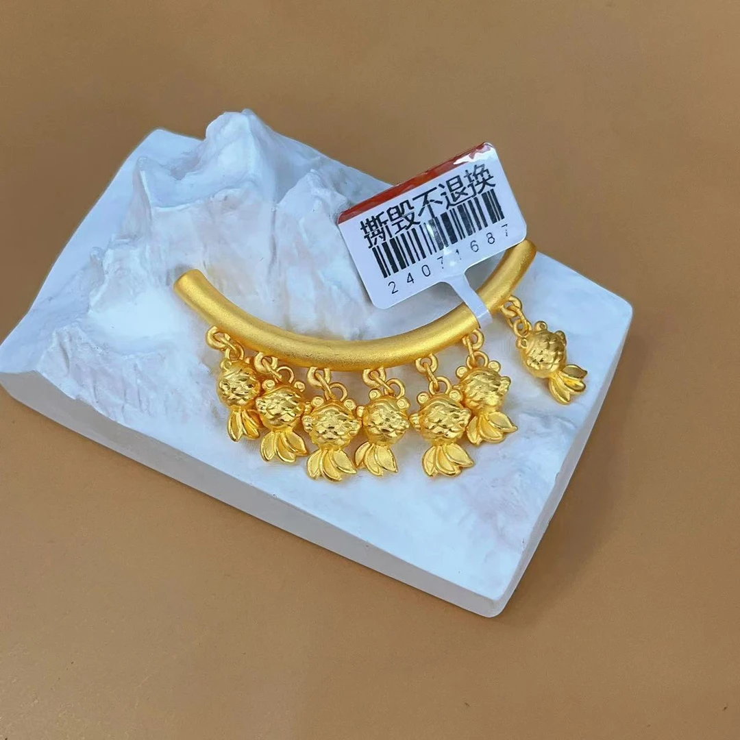 黄金 足金999 好多鱼弯管 单弯管 黄金弯管 金重7.03克