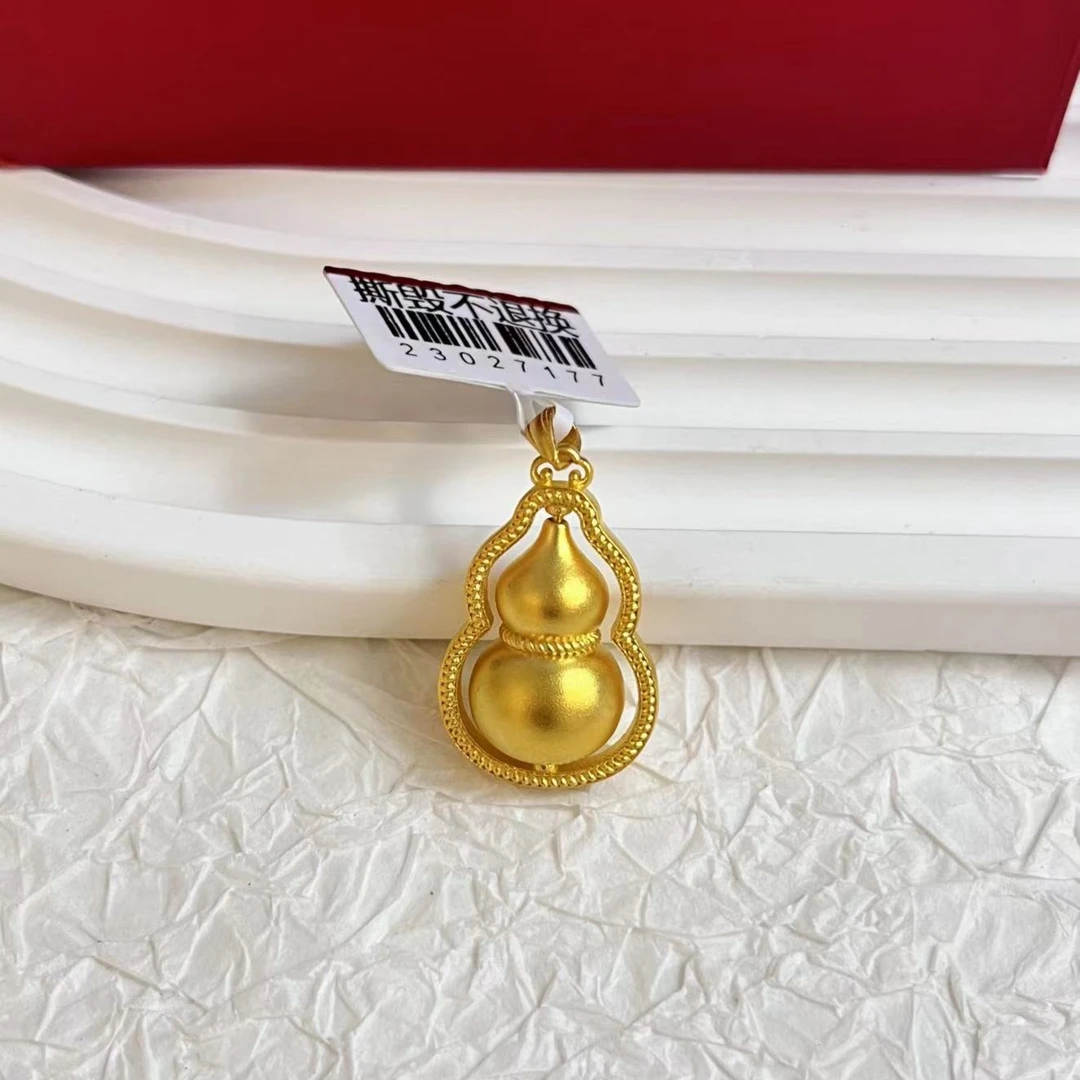 妮蔻黄金足金999古法金会动的旋转葫芦古法工艺葫芦吊坠黄金按克