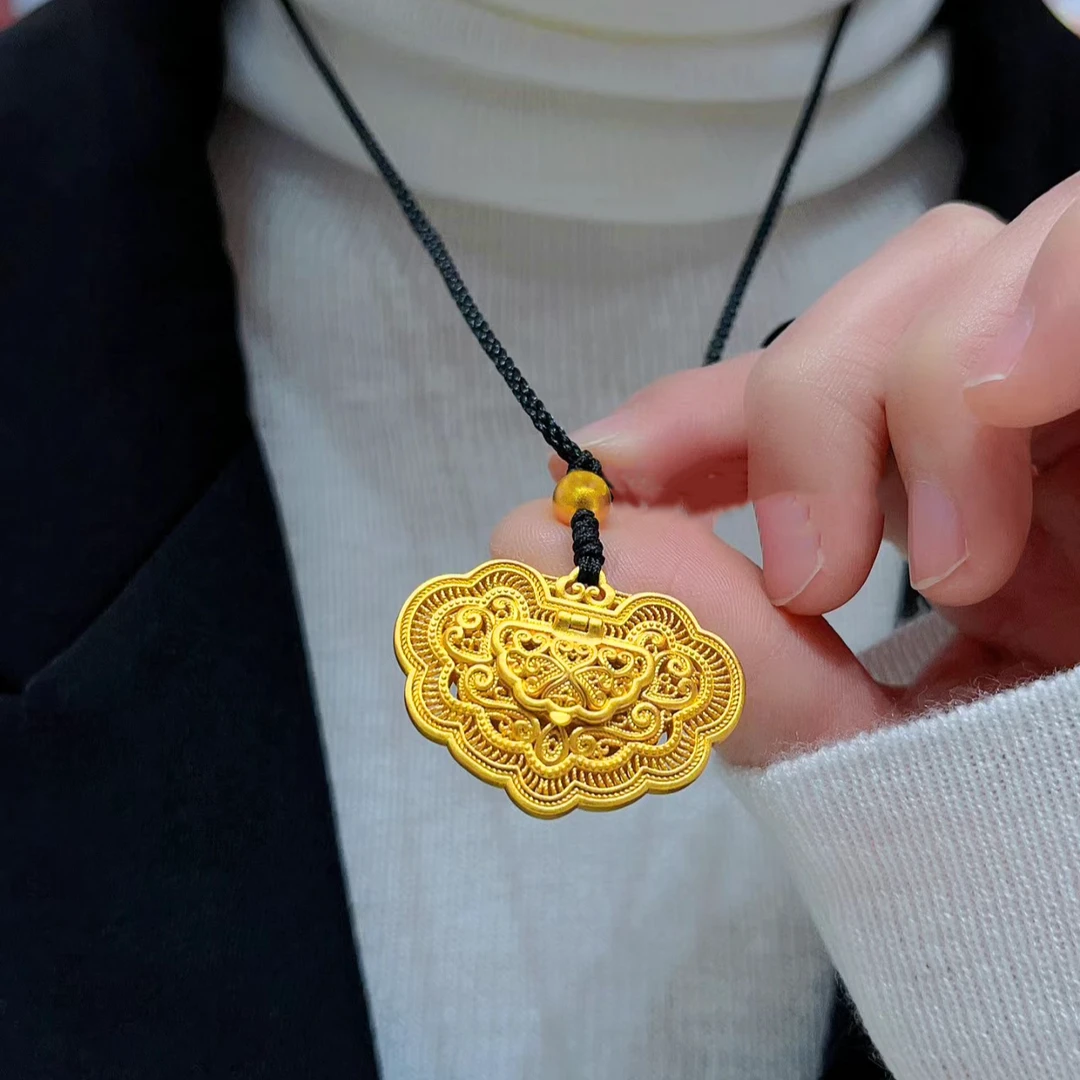 黄金 足金   古法工艺 心想事成吊坠送绳黄金吊坠金重15.70克