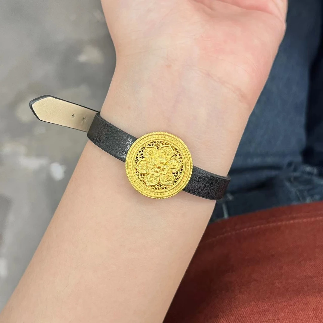 妮蔻黄金足金999手表链一款两戴表带盘六字真言表盘金重15.21克