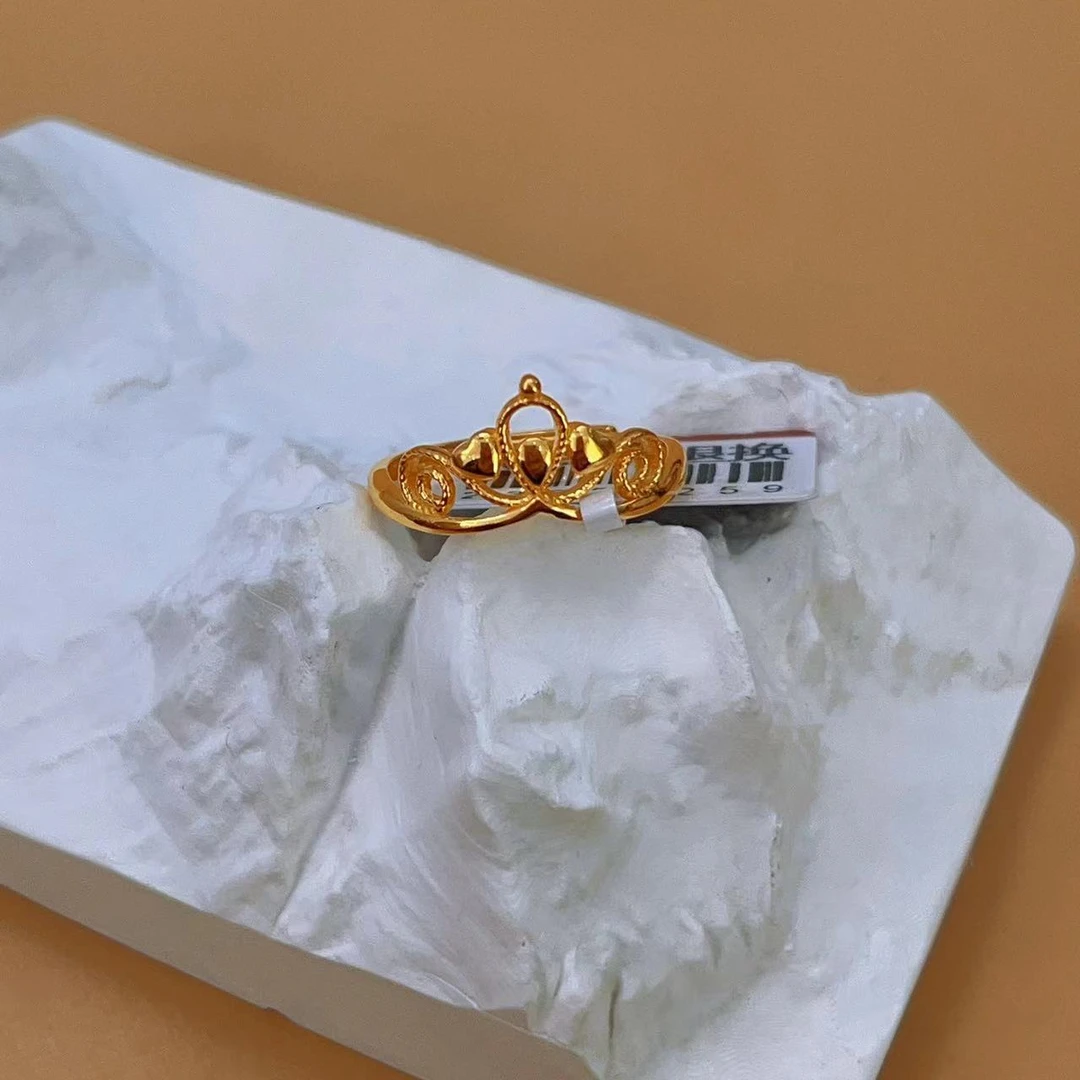 黄金 足金999 5G工艺 皇冠戒指 开口可调女式 金重2.90克