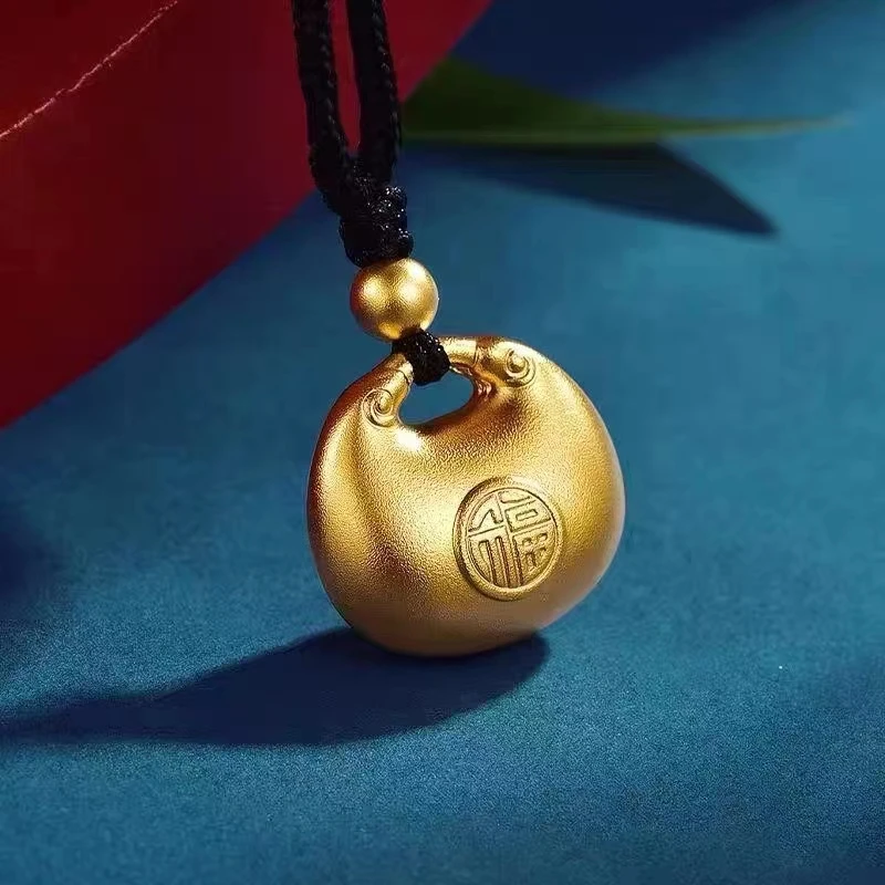 妮蔻黄金足金999古法工艺金坨坨福字吊坠足金小胖福坨坨 黄金送绳