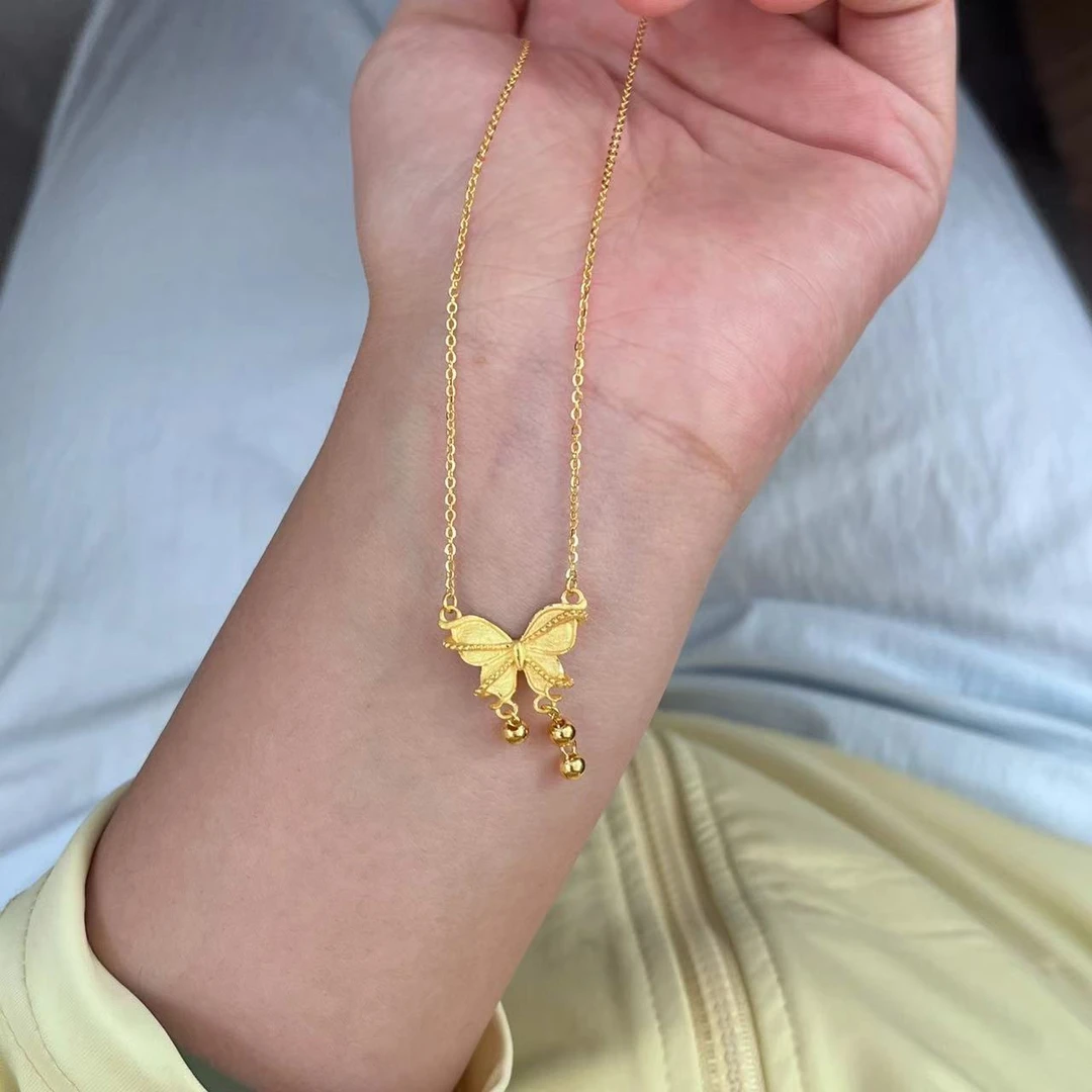 黄金 足金999 5G工艺 庄周梦蝶套链 烟雨梦蝶项链 吸金蝴蝶6.46克