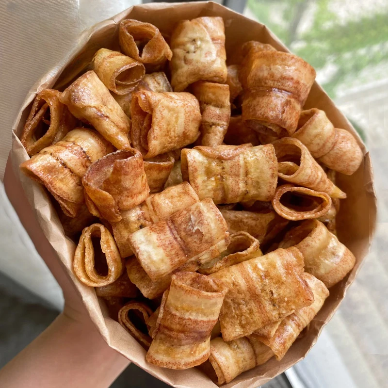 比薯片好吃！椒盐香蕉脆卷咸香酥脆香蕉卷 追剧解馋零食