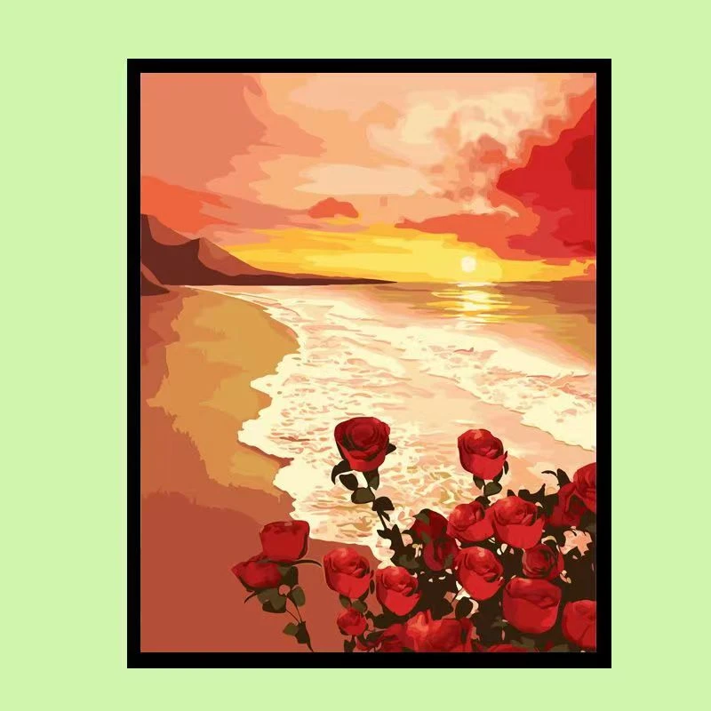 铃兰花diy数字油画手工填色制作手绘油彩画减压治愈客厅装饰画