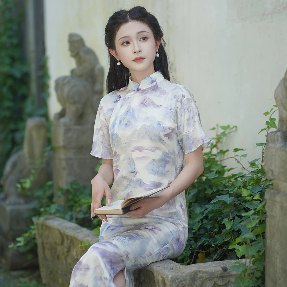 半枫荷【千山】原创1930单层全开襟气质少女日常复古民国风古法旗袍