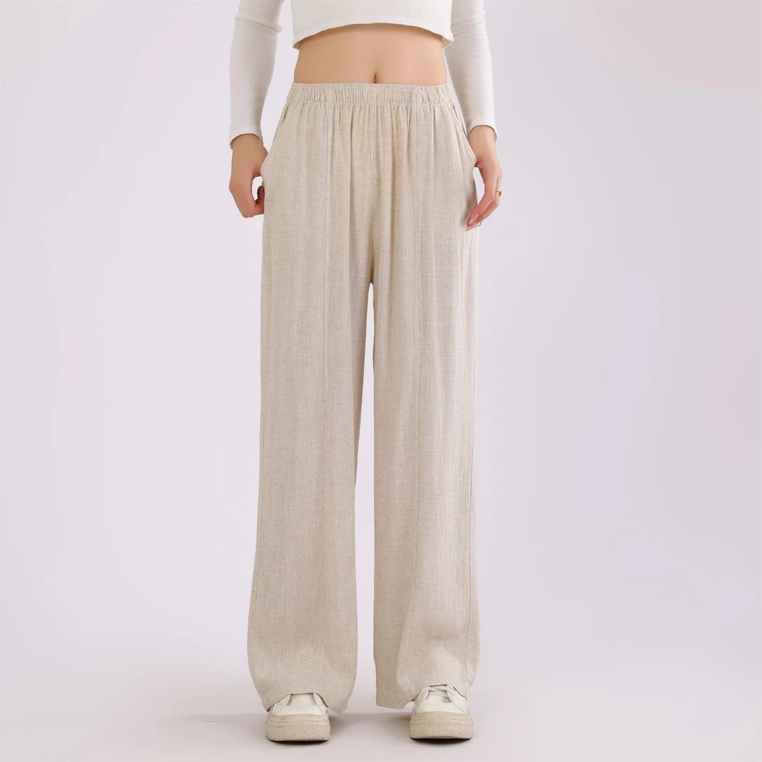 水洗冰爽大码春秋高腰休闲外穿薄款宽松垂感直筒裤9018.1