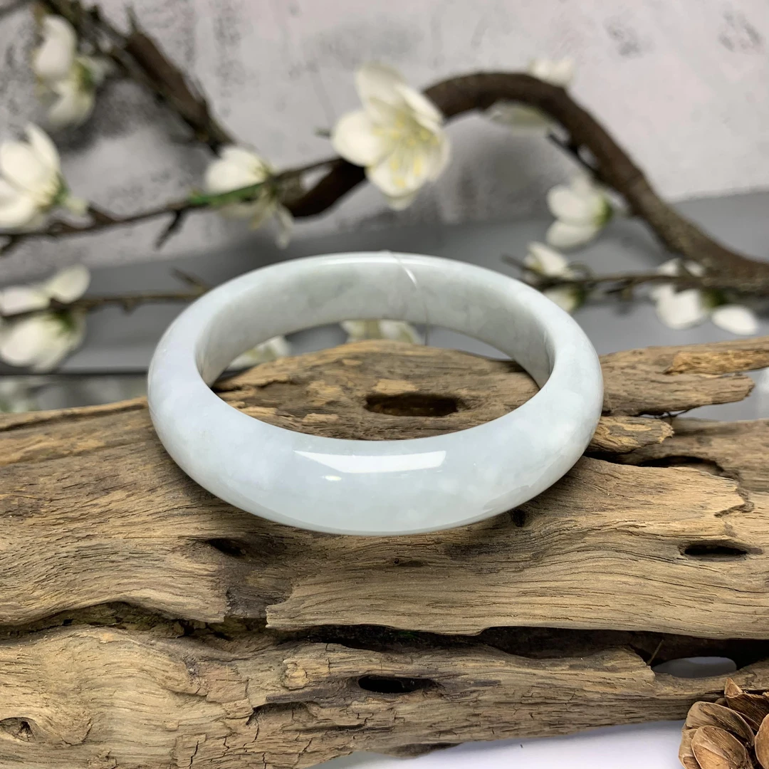 翡乘山翠天然A货缅甸翡翠  56正圈 白月光 带水头 1182美人镯