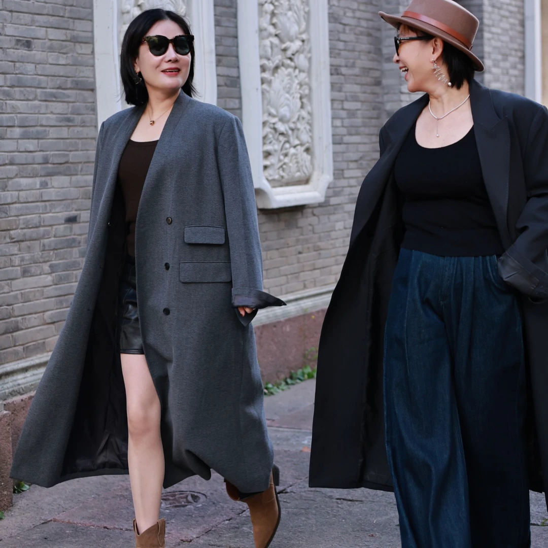 长款时尚无领外套