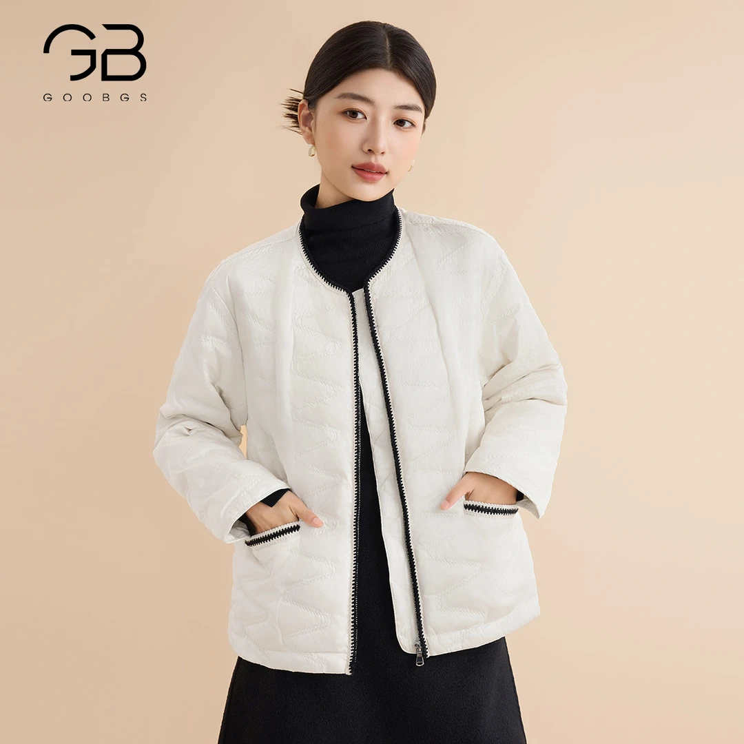 GOOBGS/谷邦小香风羽绒服女短款2024冬季新款约宽松外套加厚保暖