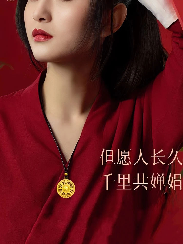 铜合金吊坠 【八宝罗盘项坠】手工时尚精美素款挂坠金色传承复古