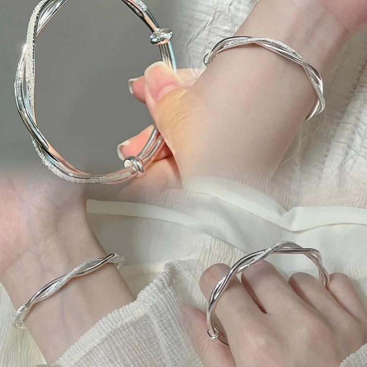 合金手镯 母亲节莫比乌斯手镯波浪推拉可调节送妈妈素圈手饰品女