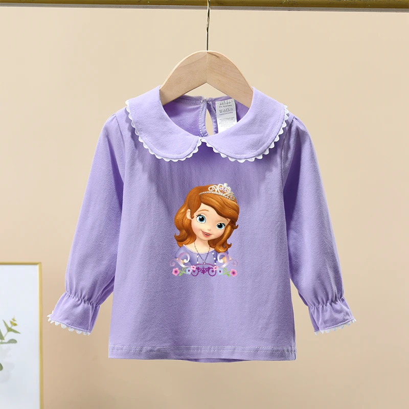 女童翻领打底衫春秋2022新款1洋气2岁宝宝3娃娃领上衣儿童t恤春季