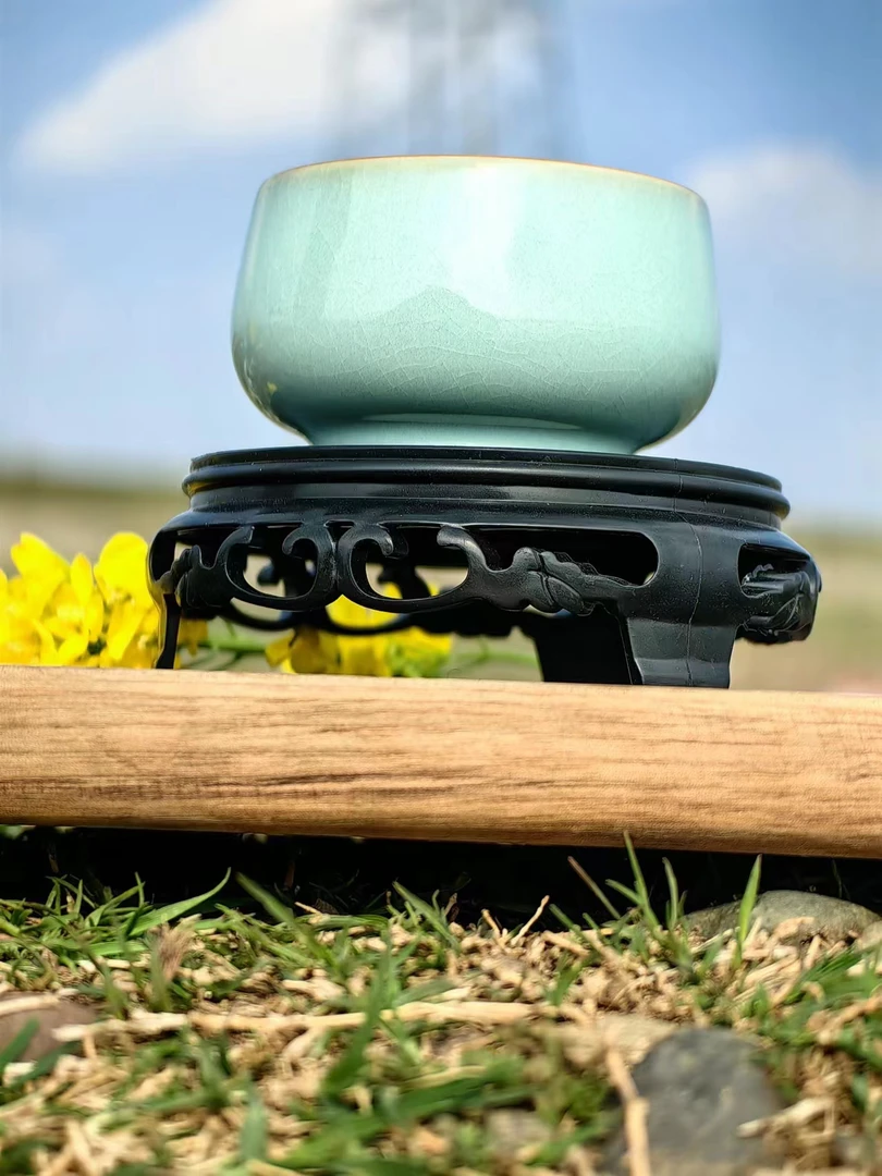 青荷轩汝瓷省工纯手工禅定主人杯汝瓷茶杯汝窑主人杯