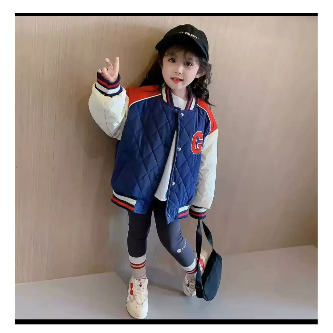 N6033儿童韩版春秋通用萌娃绗线C字母棉服XPH005