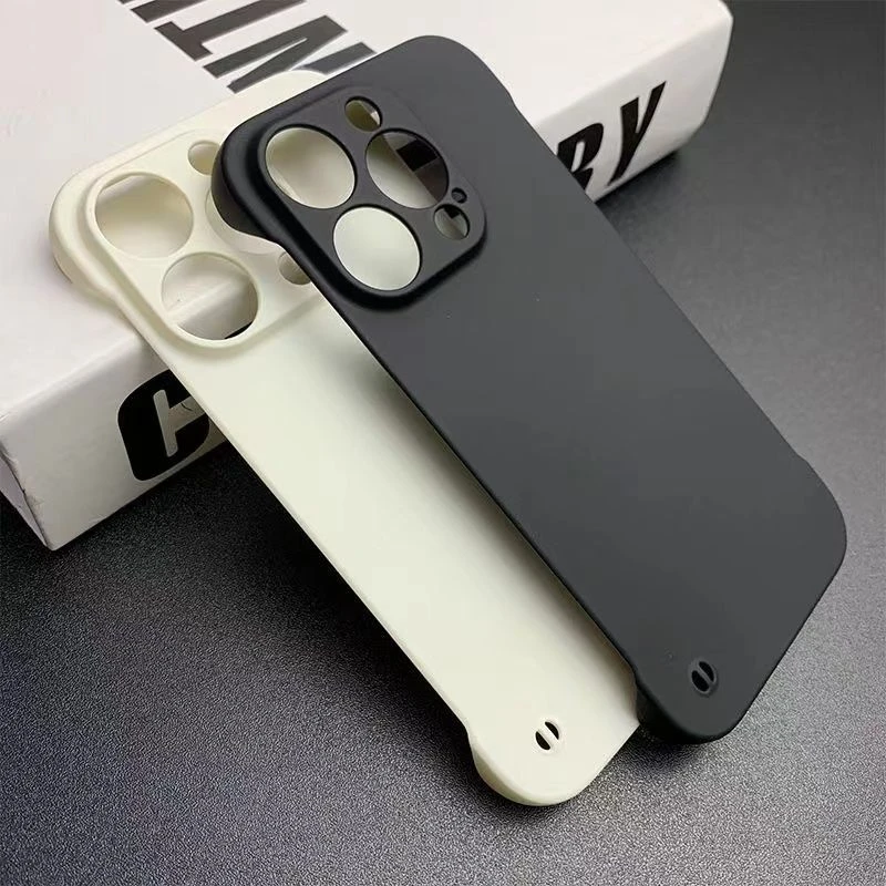 肤感黑白无边框16promax手机壳15pro磨砂iPhone14/13pro硬壳xsmax