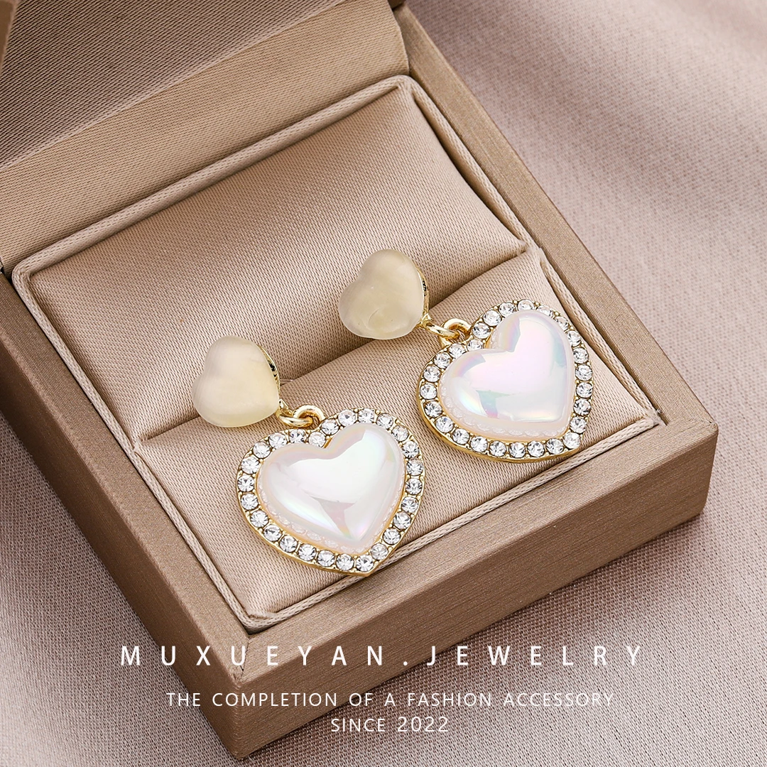 沐雪妍 铜合金合成锆石耳饰 【心之所向】甜美气质爱心耳坠 M0278