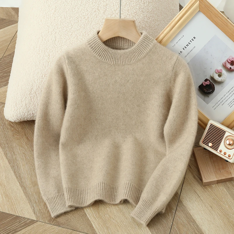 儿童秋冬半高领羊毛衫套头毛衣超细羊毛衫