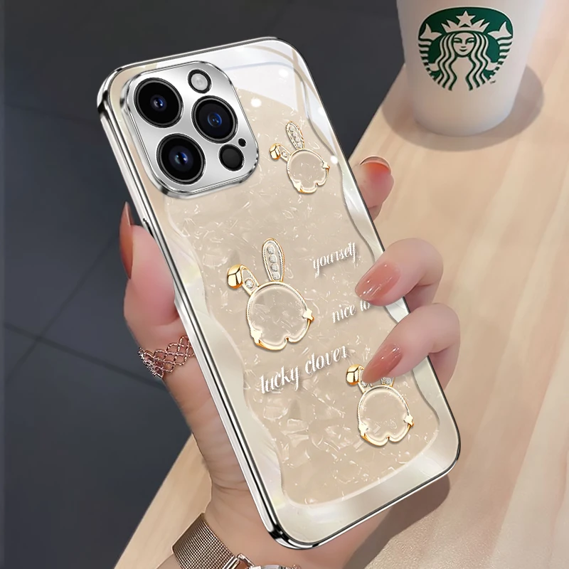 苹果15华为/oppo/vivo香槟贝纹兔手机壳14promax新款高端高档网红