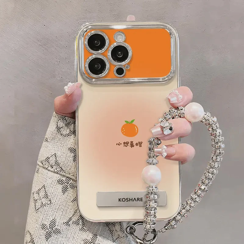 心想事橙适用苹果/华为/vivo/oppo/小米/荣耀电镀视窗支架手机壳