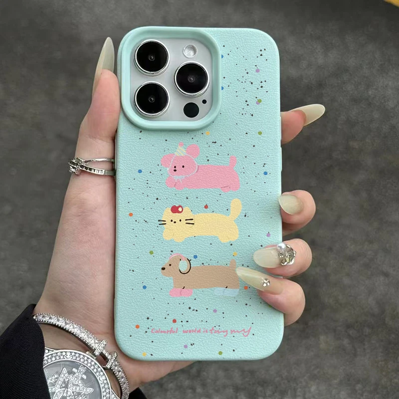 可爱泼墨狗狗适用iPhone13苹果14promax手机壳15小众11