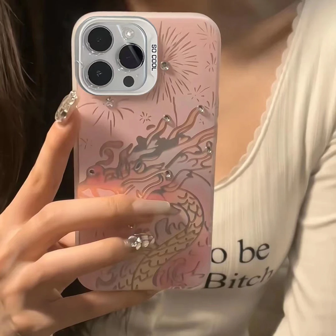 烟花飞龙适用苹果15/14promax手机壳iPhone13软12防摔11简约78p