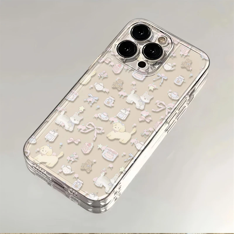 碎花小狗适用苹果/14promax手机壳iPhone13软防摔简约ins风78p