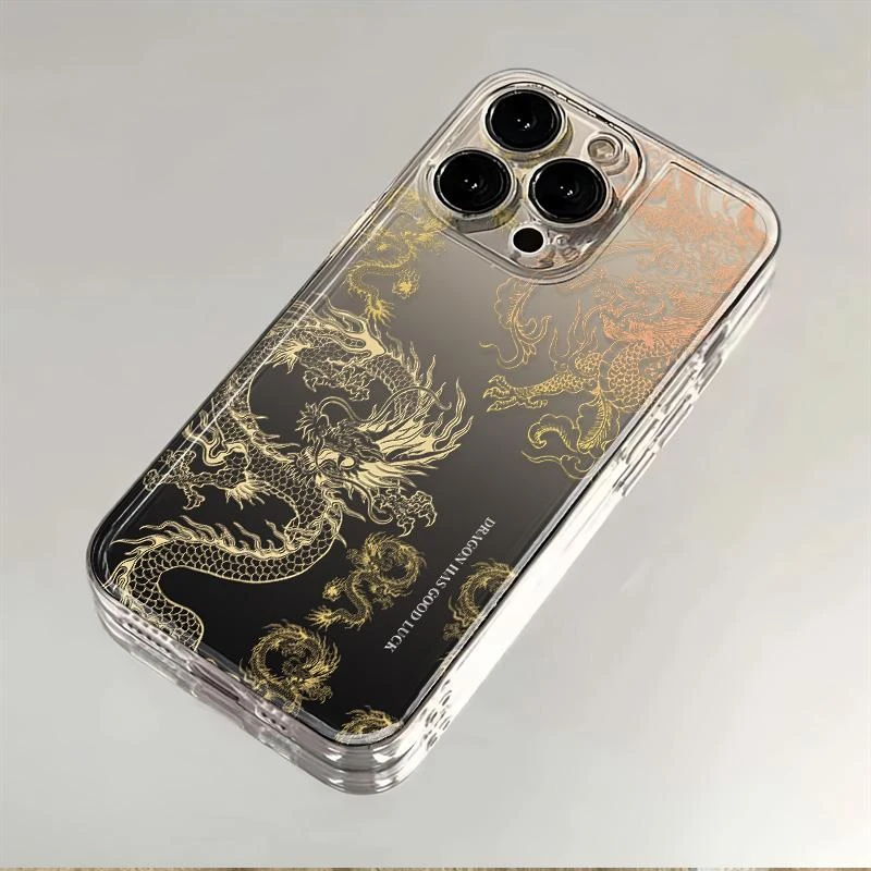 渐变黑龙适用苹果小米oppovivo华为iPhone12/13/14/15壳