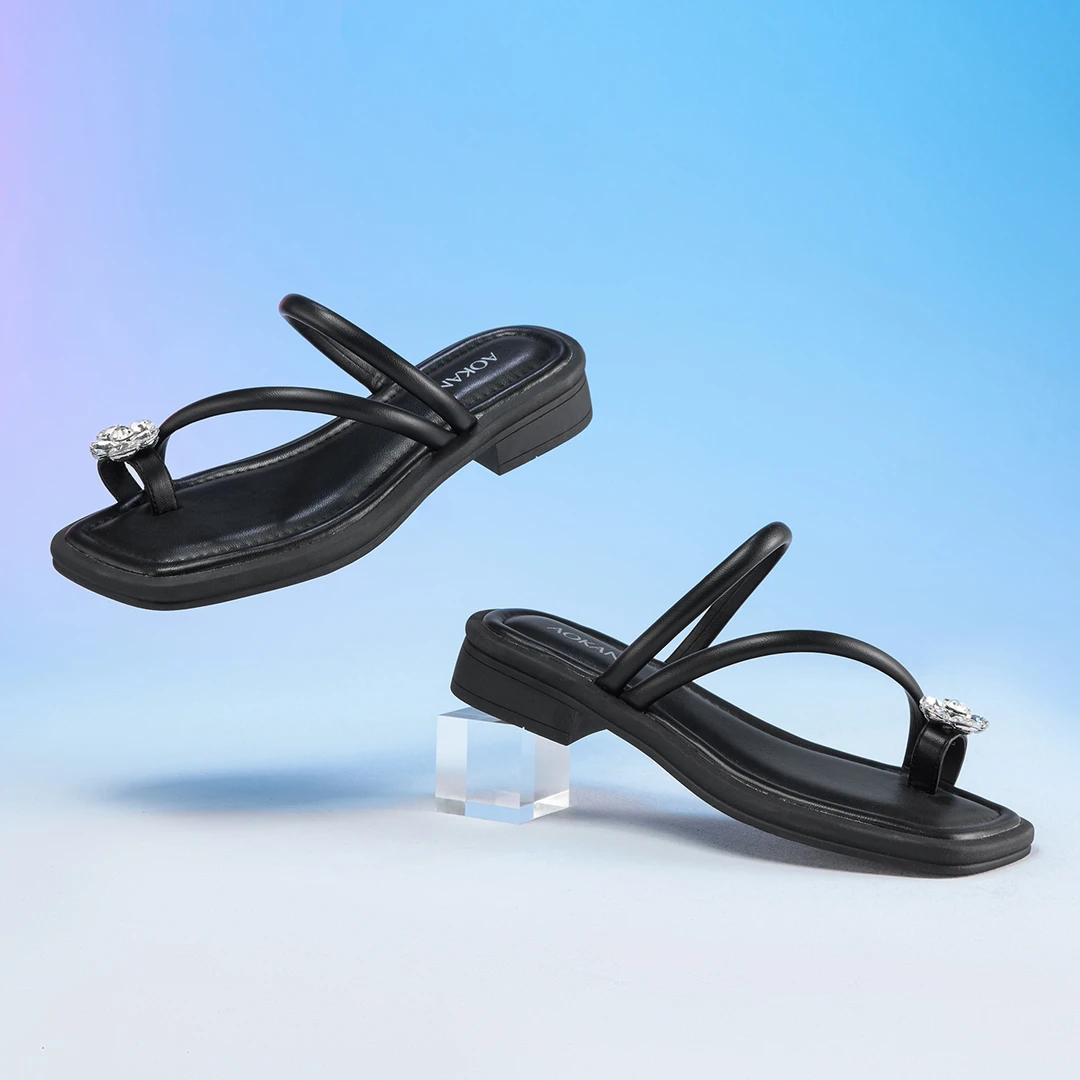 奥康女鞋2024秋季新款韩系百搭平底度假休闲拖鞋套趾舒适凉鞋软底