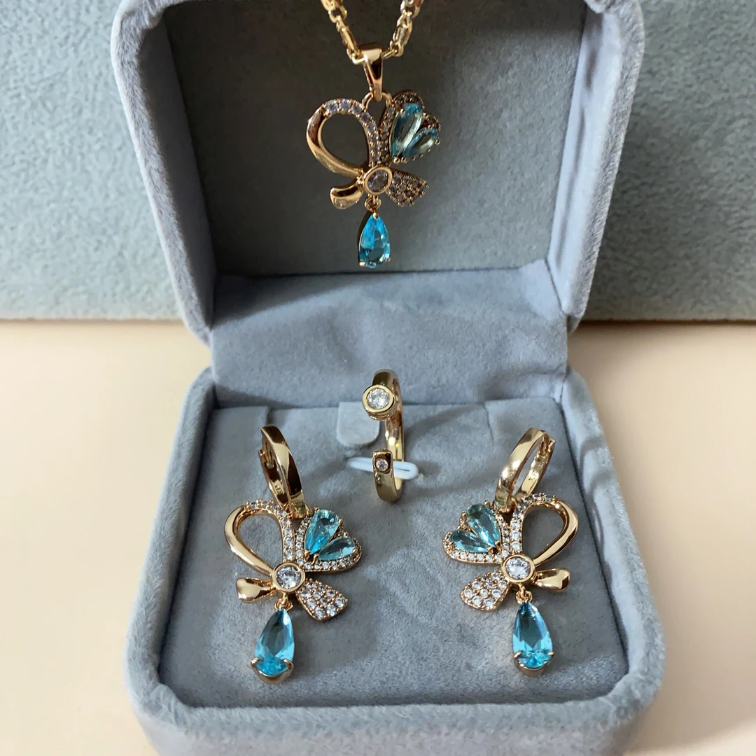 铜合金耳饰 040不掉色铜镀俄罗斯红金585耳环气质轻奢欧美套装