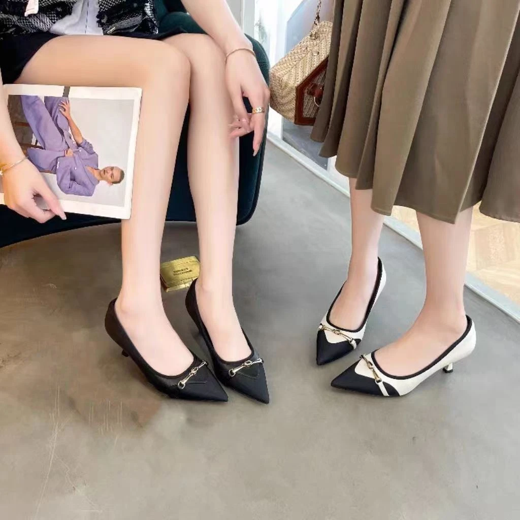 6666-2 高品质女人味中高矮细跟单鞋时尚潮欧洲站