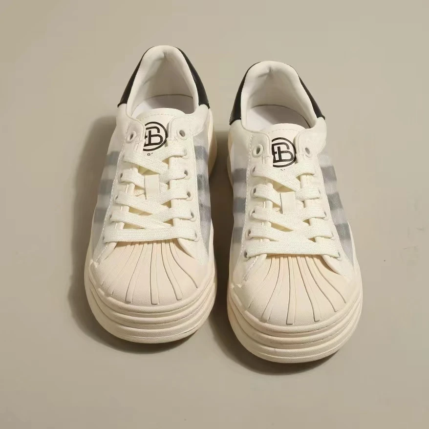 019-1 拼色网面透气贝壳鞋女夏2024新款百搭时尚休闲鞋