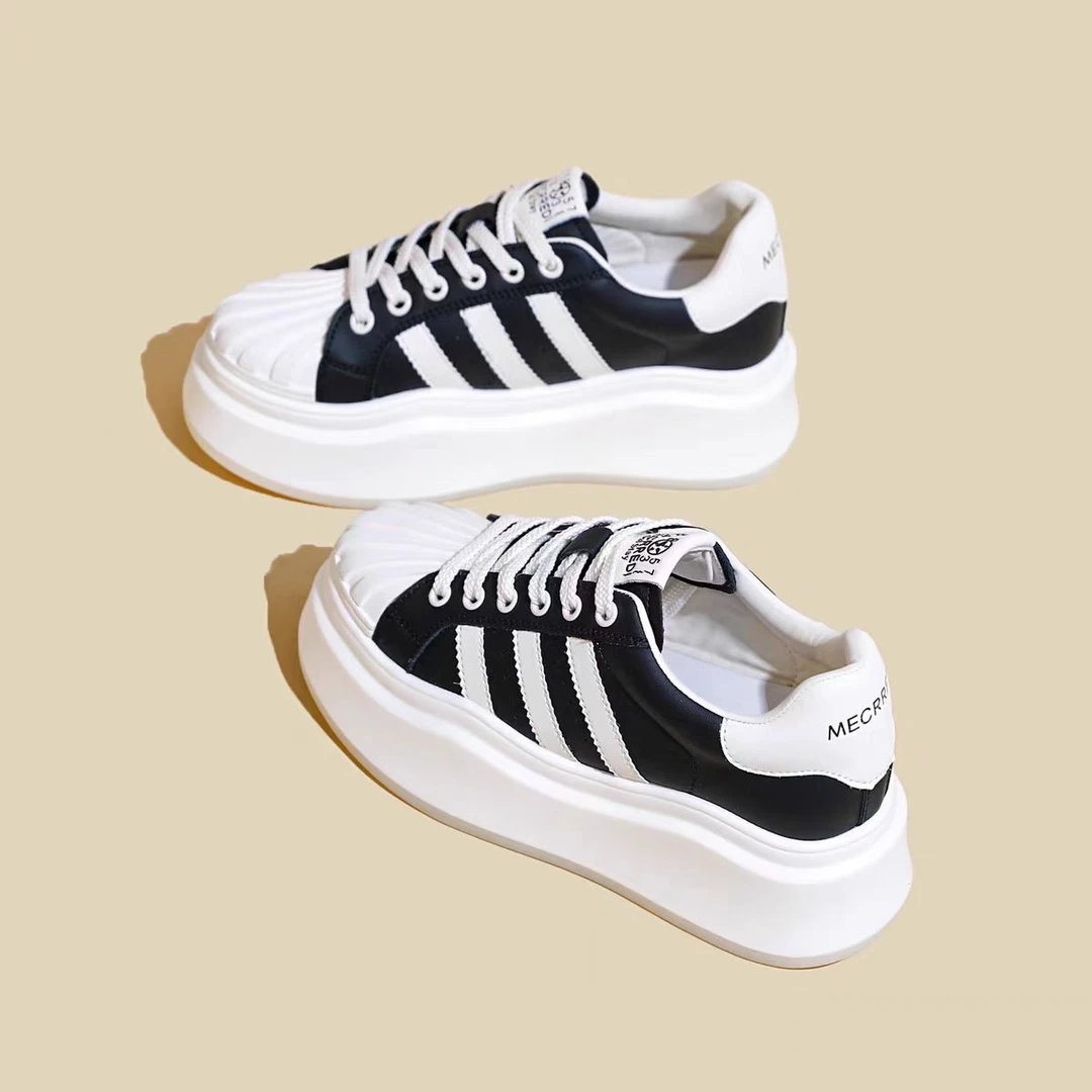 1808（单里）显脚小小白鞋女松糕贝壳头百搭运动休闲板鞋