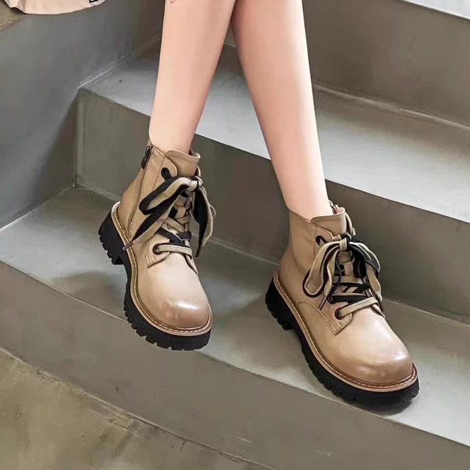 5566-11（磨毛） 马丁靴双带厚底短靴跟高4cm网红同款时尚潮