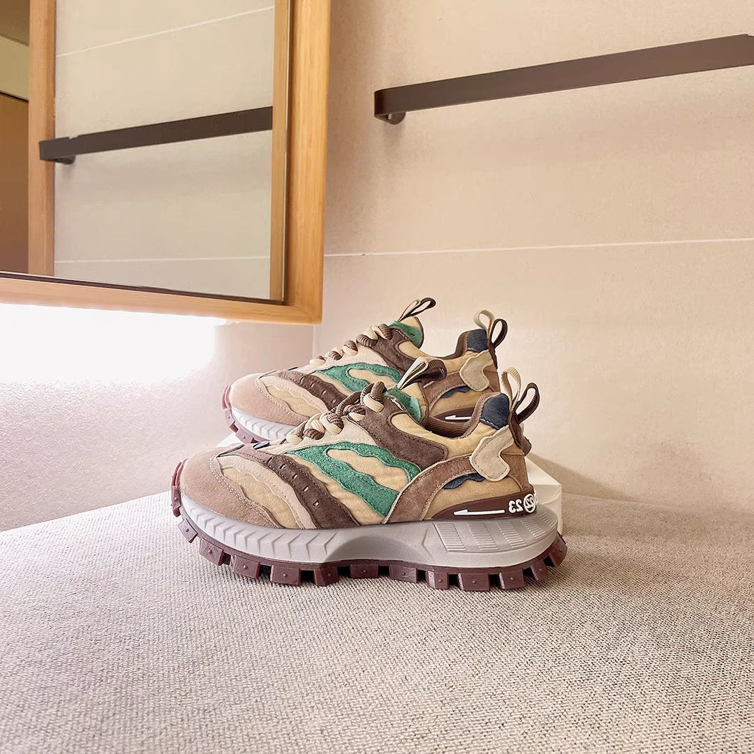 0222（单里）欧货彩色德训运动鞋女秋休闲真皮阿甘鞋爆款超火老爹鞋