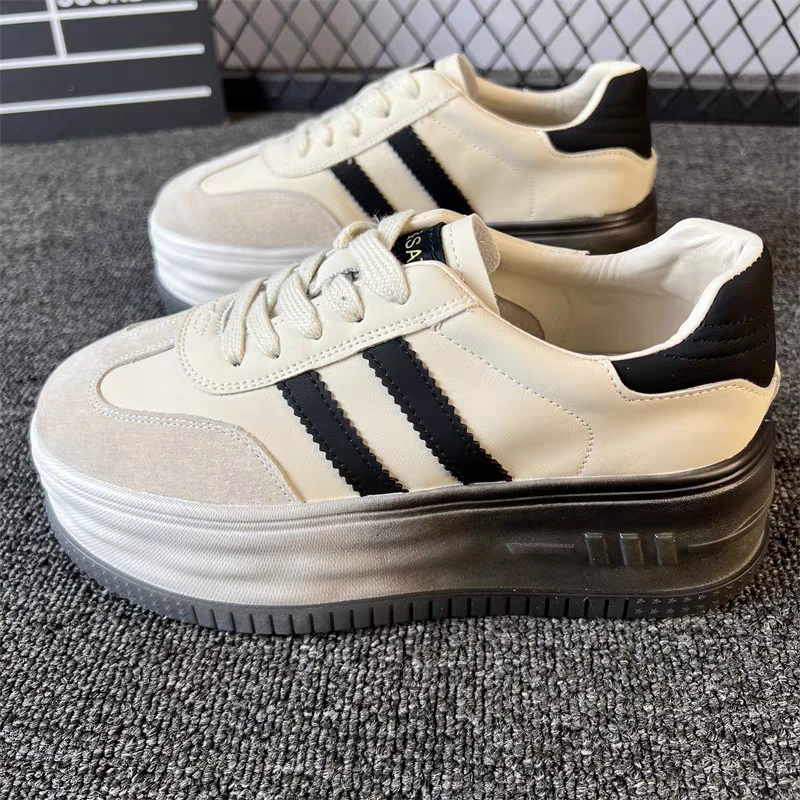 68013（单里）6cm厚底板鞋女软底德训鞋百搭增高运动休闲鞋