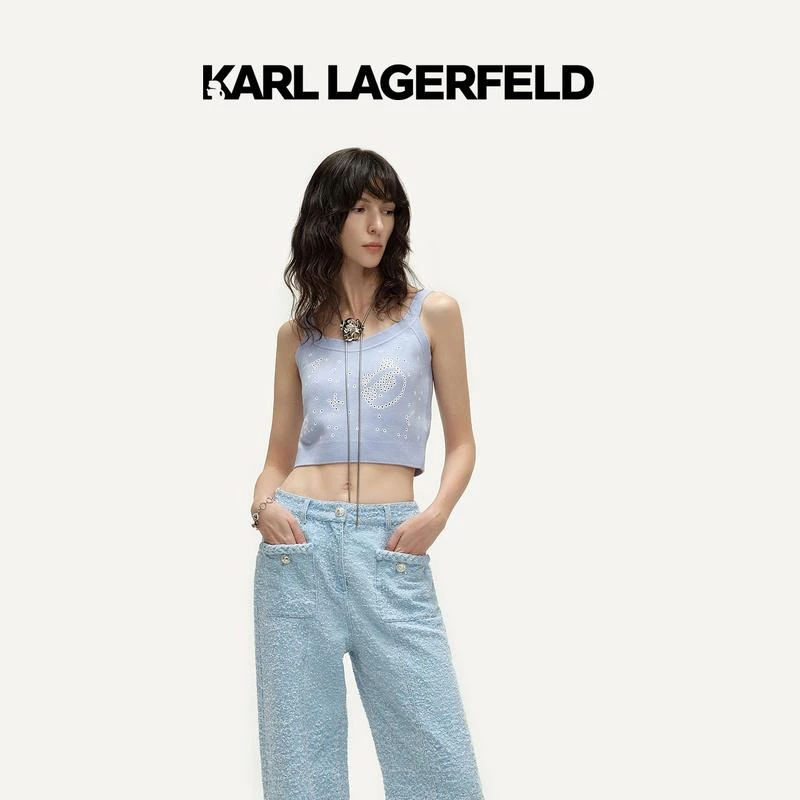 KARL LAGERFELD卡尔拉格斐2024早春款针织吊带背心241L1593