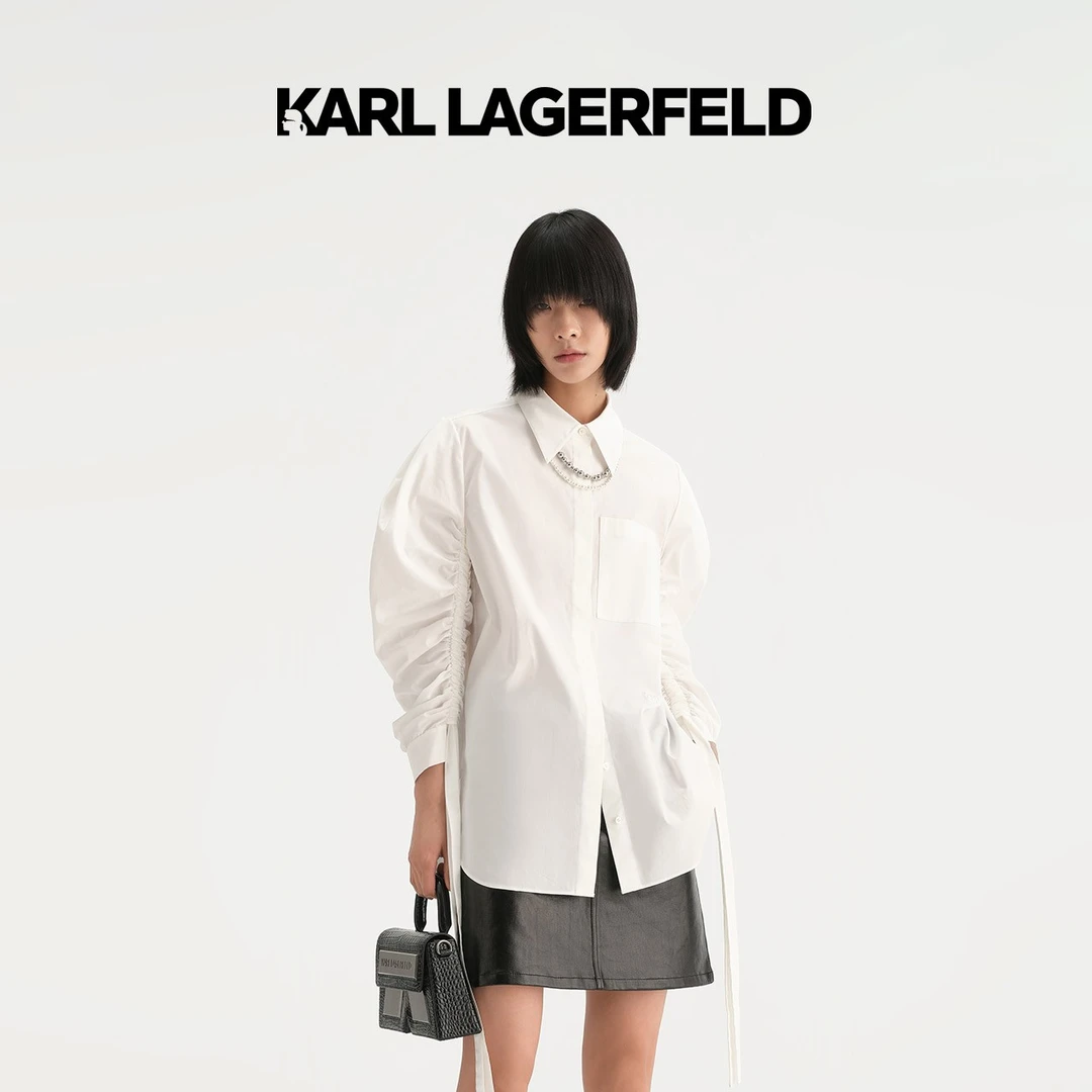 KARL LAGERFELD卡尔拉格斐2023早秋款抽褶袖衬衫老佛爷236L1604