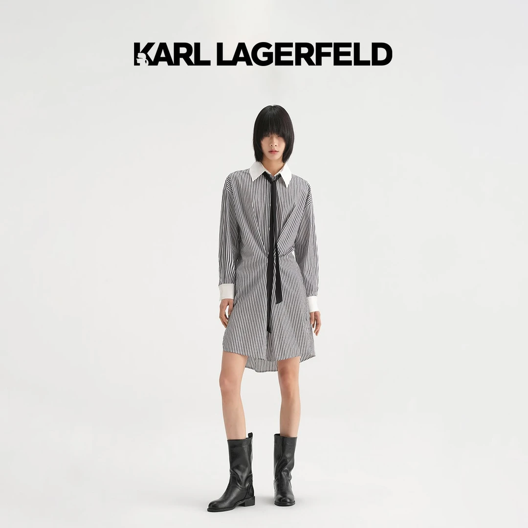 KARL LAGERFELD卡尔拉格斐2023夏季新款梭织连衣裙236L13