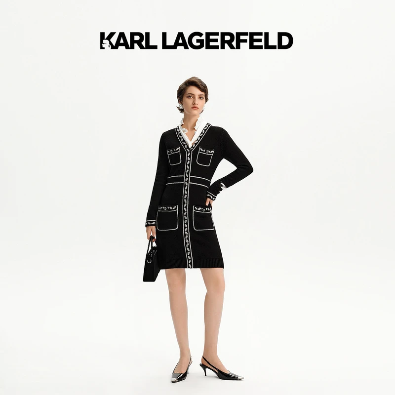 KARL LAGERFELD卡尔拉格斐2024冬季新款毛织开衫老佛爷K27L2215