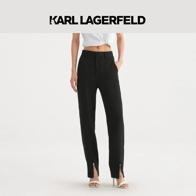 KARL LAGERFELD卡尔拉格斐2023早秋裤脚开衩西装裤老佛爷236L1001