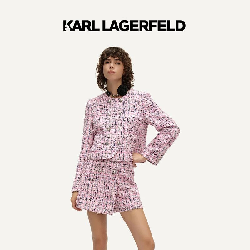 KARL LAGERFELD卡尔拉格斐春粉色系直身小香风外套E41W15