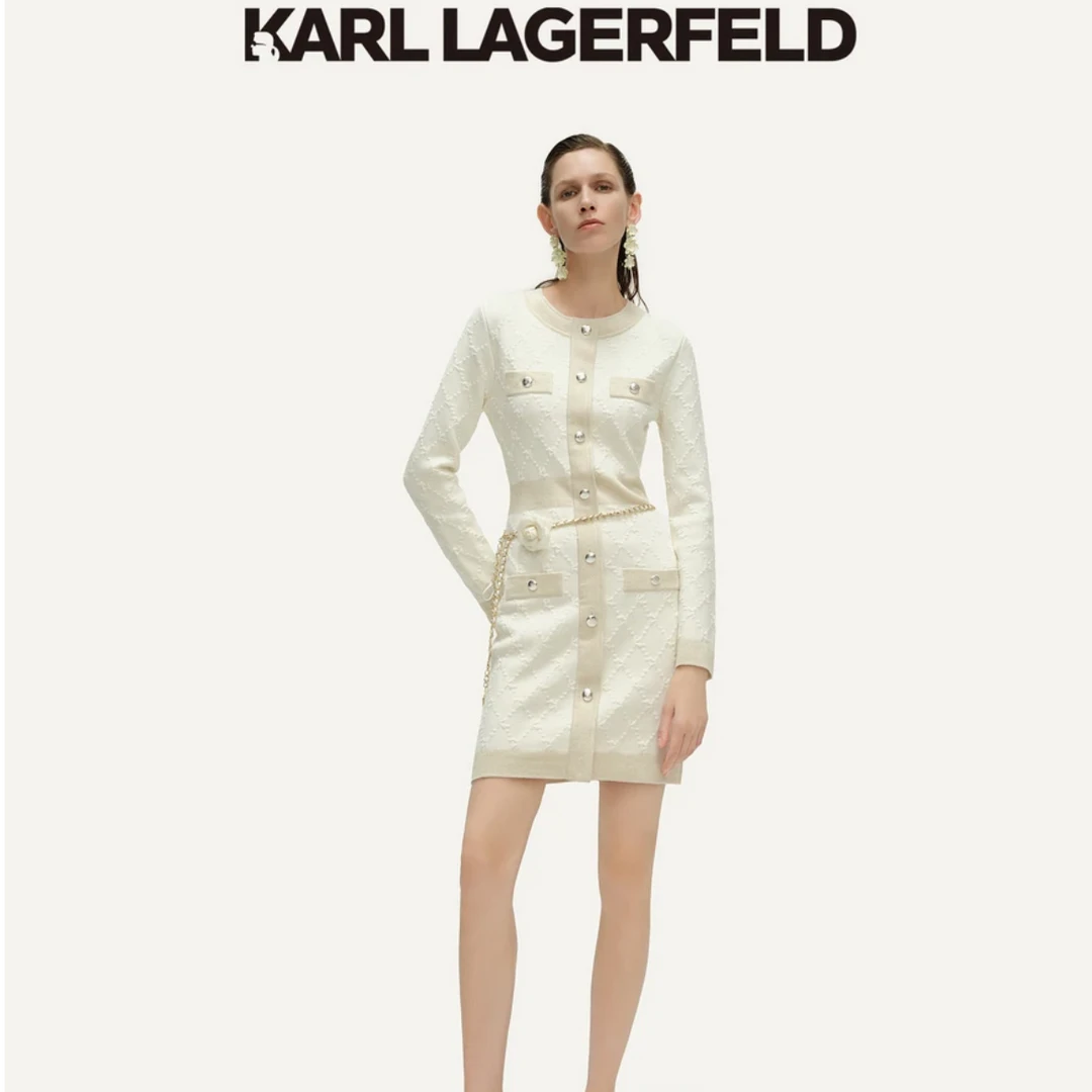 KARL LAGERFELD卡尔拉格斐连衣裙2024春秋新款针织老佛爷241L1329