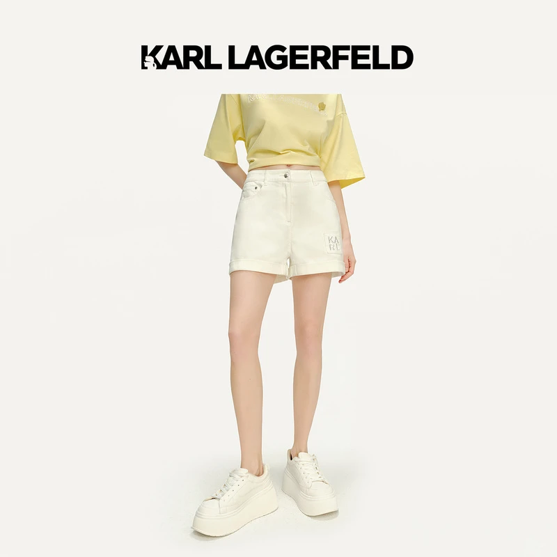 KARL LAGERFELD卡尔拉格斐24夏新款牛仔短裤老佛爷241L10