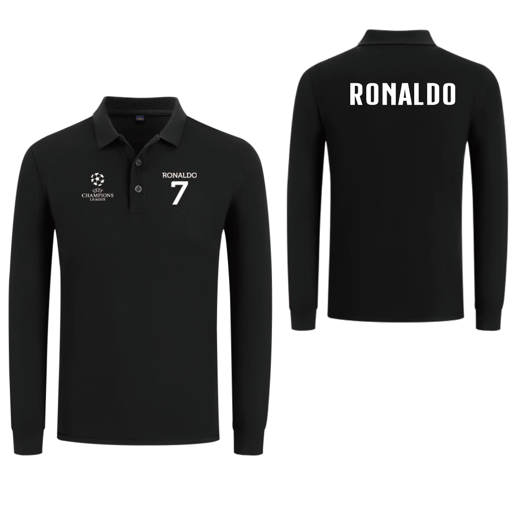 秋季 欧冠足球POLO衫长袖运动休闲短袖翻领