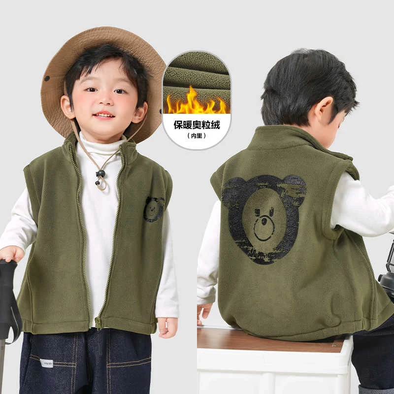 男童摇粒绒马甲外套秋冬2025新款时尚儿童宝宝休闲背心女童坎肩