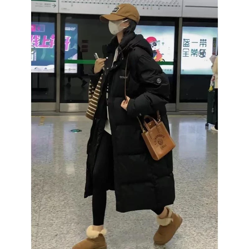 波司登鸭鸭羽绒服女中长款2023秋季新款连帽收腰显瘦大口袋时尚保