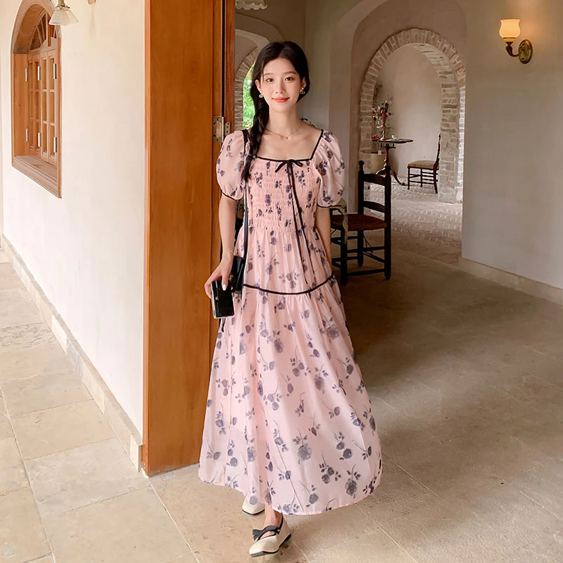 孕妇连衣裙夏季2024韩版时尚甜美风雪纺碎花洋气减龄气质中长夏款